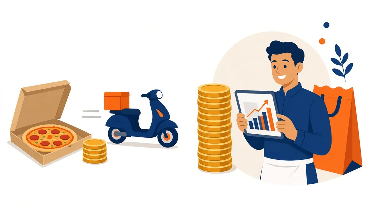 Illustration of a restaurant keeping more revenue with first party orders to protect average restaurant profit margin
